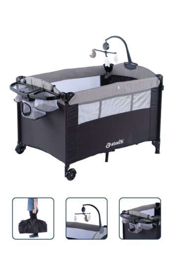 baby storch designed for your baby Baby Storch - Sallanabilir Anne Yanı Park Yatak Ve Oyun Parkı Full Set - Siyah/gri