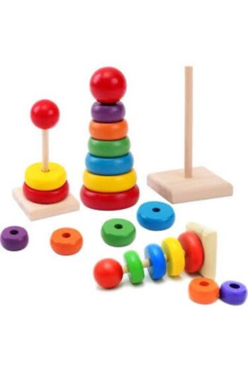 MODAEVİN Montessori Ahşap Halka Takma Eğitici Oyuncaklar