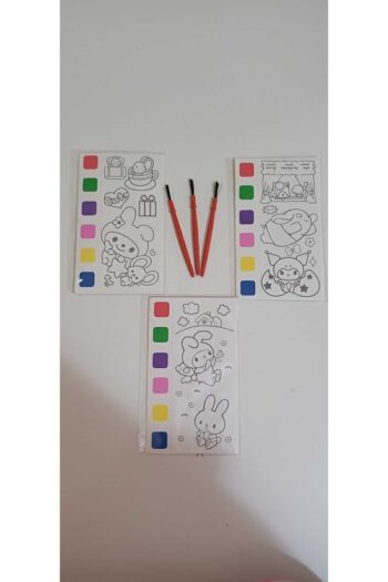 Toys Sulu Boyalı Boyama Aktivite Kartları Mini Fırçalı 3 katlı 3'Lü Paket