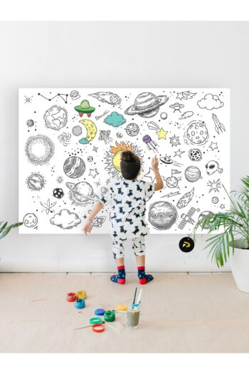 Postermanya Galaksi, Uzay, Gezegenler Eğitici Dev Boyama Kağıdı, Çocuklar Için Aktivite Boyama Rulosu (90x130cm)