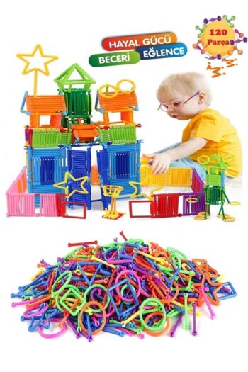 Bundeba Geometrik Çubuklar 120 Parça Bloklar Yapboz Puzzle Bultak Zeka Renk Algı Gelişim Eğitici Oyuncak