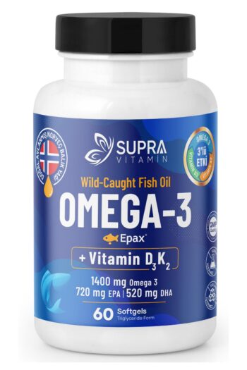 Supra Protein Epax® Omeg-3 Balık Yağı, 2.000 Mg Fish Oil + Vitamin D3 & K2, 60 Kapsül