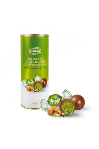 Bolçi Dubai Çikolatası Fıstıklı Kadayıf Dolgulu Sütlü Top Çikolata Silindir Kutu 200g