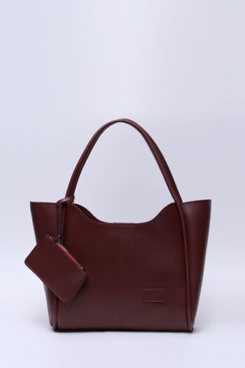 Shaka Bordo Shk108 Çıtçıtlı Suni Deri Cüzdanlı Makyaj Çantalı Kadın El ve Omuz Çantası U:25 E:38 G:15 cm
