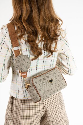 Kaya Bag Vizon Taba Kadın Çapraz ve Omuz çanta 13x22 Ebatında