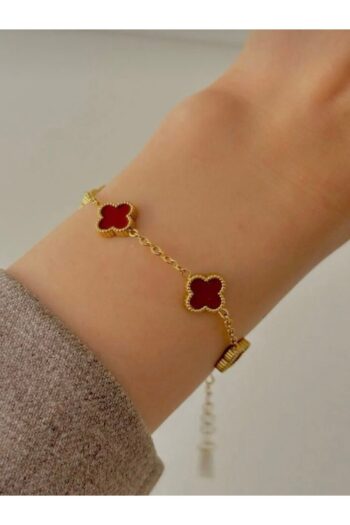 YOUES JEWELRY 316l Çelik Bordo Yonca Bileklik Kadın Erkek Unisex Bileklik Gold Çift Taraflı Bileklik