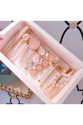 So Much Accesories So-much Kadın Özel 8'li Set Pens Çıtçıt Yan Saç Tokası incili Somonlu Set-4