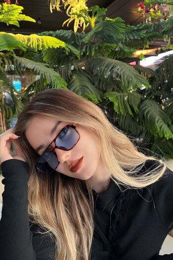 Eyesofia Swanky Lath Leopar Mavi Cam Unisex Güneş Gözlüğü