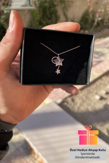Lucente Jewellery Hediye Kutulu Yıldız 925 Ayar Gümüş Kaplama Kolye Kuyruklu Kayan Kuzey Kutup Yıldızı Kolyesi