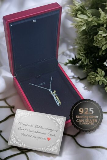 CAN SİLVER 925 Ayar Gümüş Sevgililer Günü Aşk Kolyesi- Birbirine Sarılan Gümüş Kadın  Kolye- Hediye Paketli