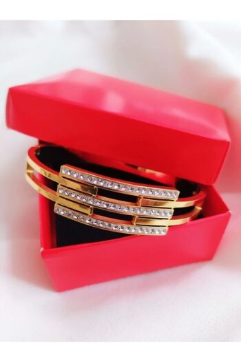 JEWELRY Paslanmaz Kaburga Model Zirkon Taşlı Çelik Kelepçe Bileklik