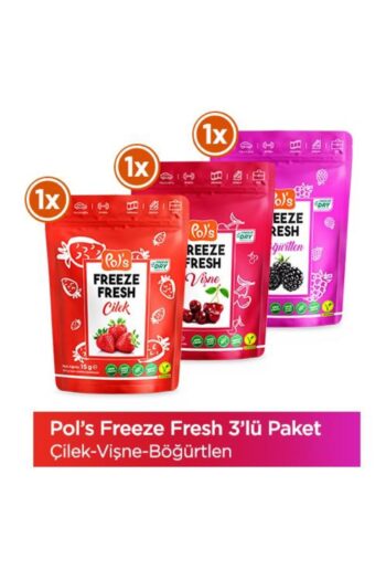 Pol's Pol’s Freeze Fresh Çilek 15 G X 1 Adet, Vişne 25 G X 1 Adet , Böğürtlen 20 G X 1 Adet Freeze Dry Don