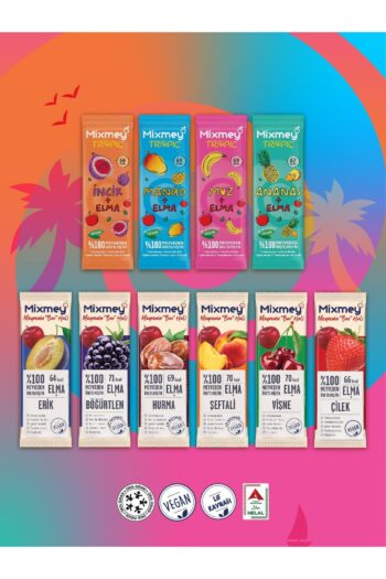 Mixmey Tropik Meyve Bar Serisi 10 Adet | Vegan Ve Glutensiz Sağlıklı Atıştırmalıklar - 20gr X 10 Adet