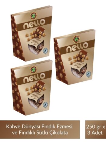 Kahve Dünyası Kahve Dünyası Nello Fındık Ezmesi ve Bütün Fındıklı Sütlü Çikolata 250 gr x 3 Adet