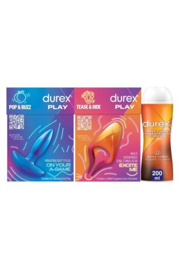 Durex Titreşimli Anal Plug Tıkaç+ Çoklu Titreşimli Erojen Bölge Uyarıcı+ Ylang Ylang Kayganlaştırıcı 200ml