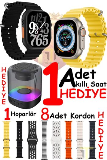 TECHNOMEN Akıllı Saat Y80 Premium 8 Kordon Saat ve Hoparlör Hediyeli Smart Watch
