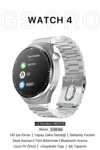 SEYUWATCH Watch Gs 4 Pro Akıllı Saat Iphone Ve Android Tüm Telefonlara Uyumlu Nfc&arama Gümüş Smartwatch