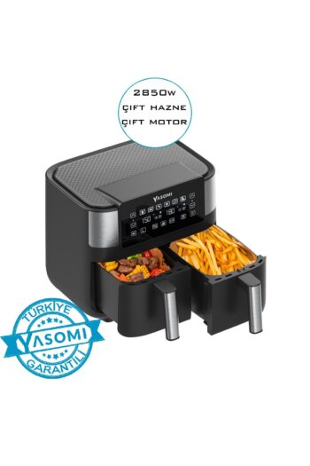 Yasomi Y80 Siyah 8 Litre 2850w Çift Hazneli Ve Çift Motorlu Dokunmatik Airfryer Fritöz