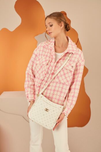 Pierre Cardin Beyaz Monogram Kadın Omuz Çantası 05PO22Y1582