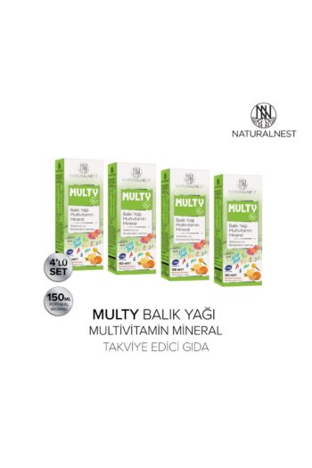 Natural Nest Multy Şurup Balık Yağı Vitamin Mineral Içeren Takviye Edici Gıda 4 Kutu