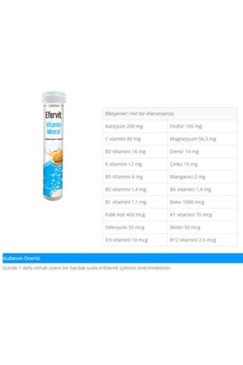 Orzax Efervit Vitamin Mineral 20 Tablet