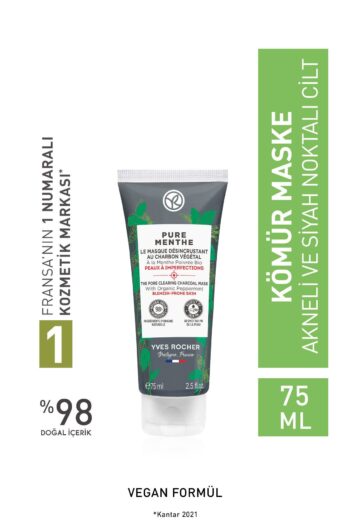 Yves Rocher Karma-Yağlı-Akne/Sivilce Eğilimli Cilt, Siyah Nokta Karşıtı Bitkisel Kömür Maske-Pure Menthe-75ml