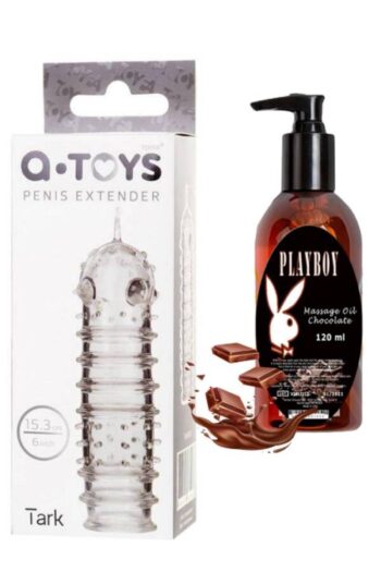 Gizey Store Sınırsız Kullanımlık Özel Tırtıklı Penis Kılıfı ve Playboy Cikolatalı Masaj Yağı ile 120 ml
