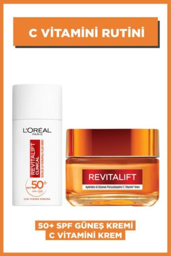L'Oreal Paris Revitalift Clinical SPF 50+ Günlük Yüz Güneş Kremi & Aydınlatıcı C Vitamini Krem Seti
