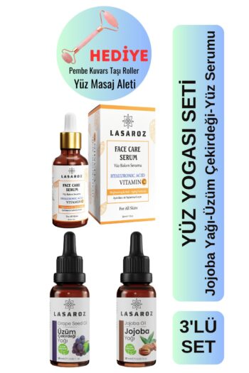 lasaroz Yüz Yogası Seti Cilt Serumu Jojoba Yağı Üzüm Çekirdeği Yağı Canlandırıcı Yüz Masaj Yağı
