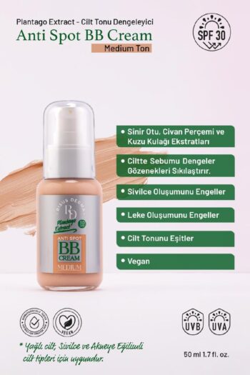 RD RİSUS DERMA Anti Spot Bb Krem Medium - Vegan, Yağlı Ciltler Için Karşıtı, Spf 30