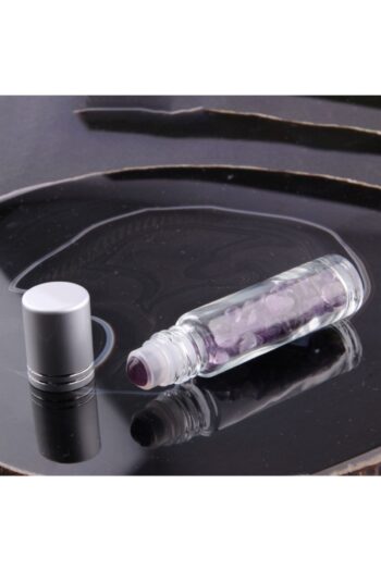 OSMANLI DOĞAL TAŞ Sertifikalı Ametist Taşı Doğal Taş Yüz Ve Cilt Esans Ve Yağ Şişesi - 10 Ml, 8 Cm Metal Kapak
