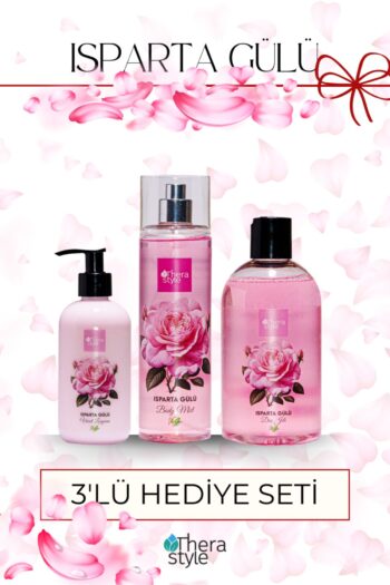 Thera Style Isparta Gülü Duş Jeli 500ml El & Vücut Losyonu 250ml Vücut Spreyi 200ml (3'LÜ SET) | Besleyici