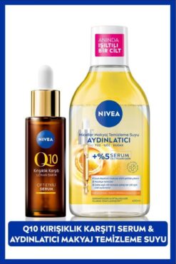 NIVEA Q10 Kırışıklık Karşıtı Çift Etkili Cilt Serum 30ml, Aydınlatıcı Micellar Makyaj Temizleme Suyu 400ml