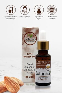 botanica Badem Yağı - Prunus Amygdalus - ( Kaş Ve Kirpik ) Yüz Bakım Yağı Almond Oil Tatlı Badem Yağı 20 ml