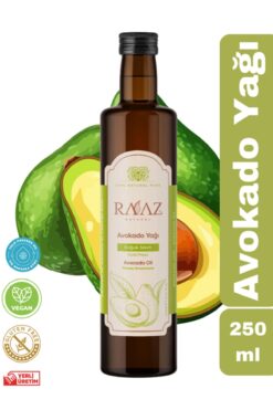 RAAZ Avokado Yağı %100 Soğuk Sıkım Saf Cam Şişe Avocado Oil 100% Pure 250 ml
