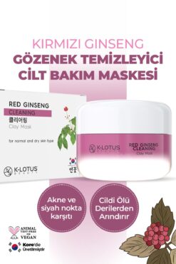 K-Lotus Beauty Kore Kırmızı Ginseng Gözenek Temizleyici Peeling Etkisi Besleyici Kil Cilt Bakım Maskesi 30ml