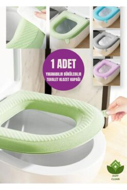 DUFF CLEAN 1 adet Yıkanabilir Bükülebilir Tuvalet Klozet Kapağı Süngeri Pratik Su Geçirmez Klozet Kılıfı