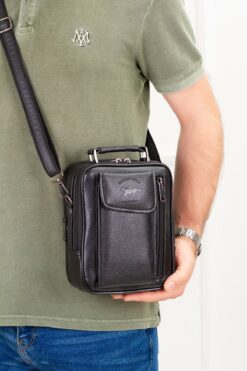Newish Polo Erkek Telefon Bölmeli Çelik Kasalı El Ve Omuz Çantası Siyah (17x22 Cm) Telkasalıbüyük