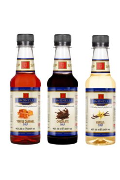 Simonelli 3'lü Kahve Şurup Seti (TOFFEE KARAMEL ÇİKOLATA VANİLYA) Kahve Ve Kokteyl Şurubu 3x250ml