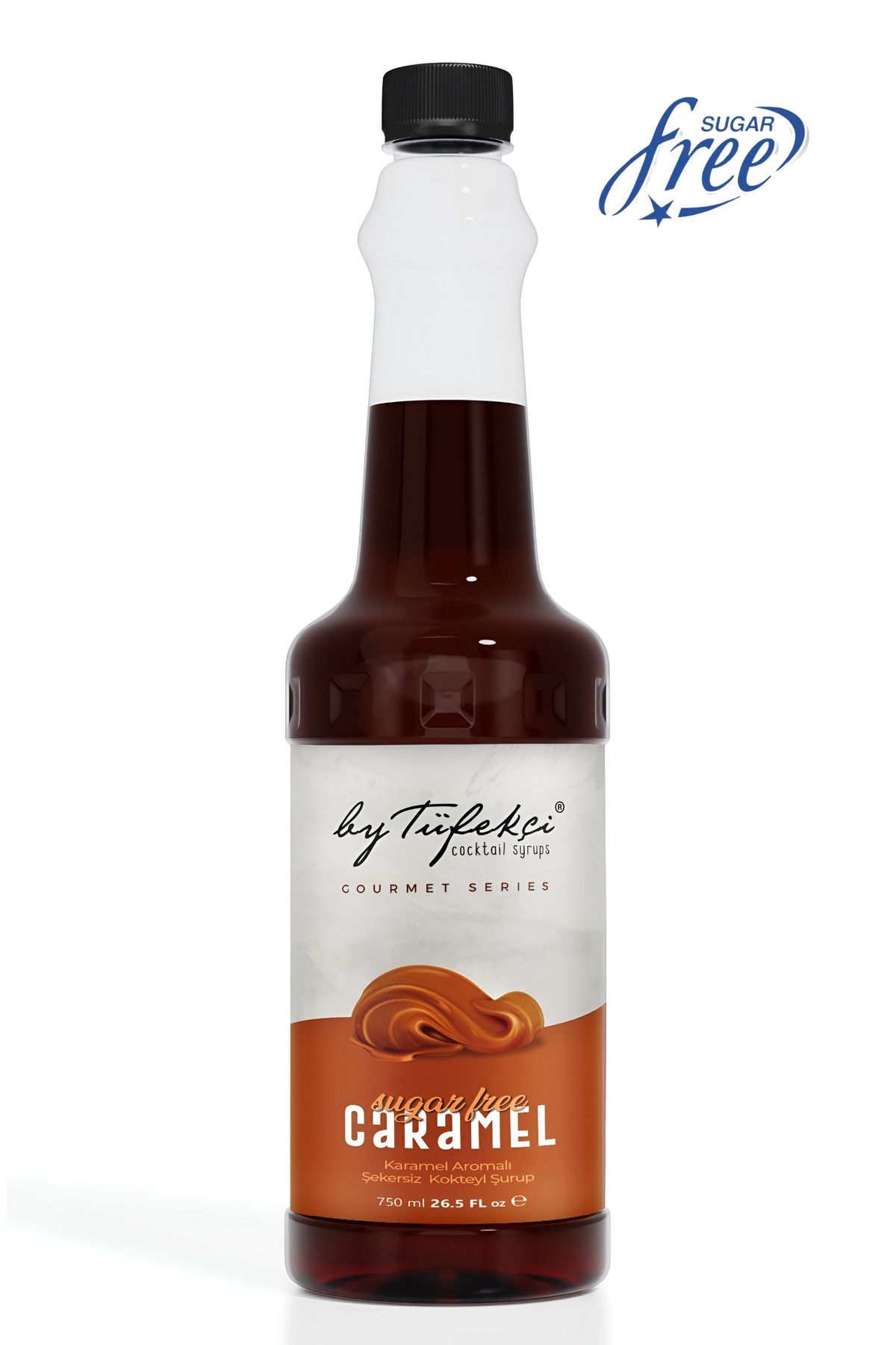 By Tüfekçi Gourmet Serıas Karamel Aromalı Şekersiz Kokteyl, Pasta Ve Kahve Şurubu 750 ML Doğal Aroma