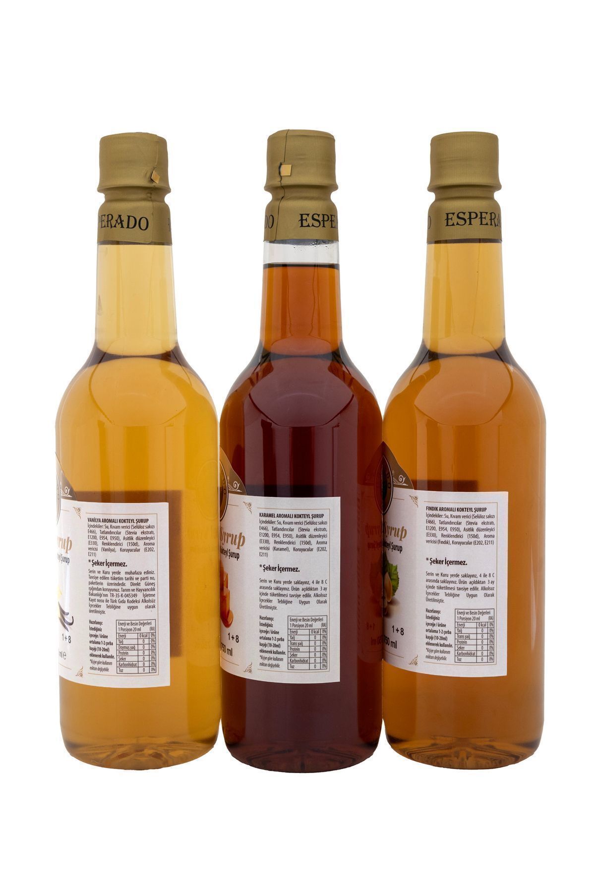 ESPERADO Şekersiz ( Sugar Free) - Vanilya * Karamel * Fındık Aromalı Kahve Şurubu - 3 Lü Set - 750 ml X 3 Ad. - Görsel 2