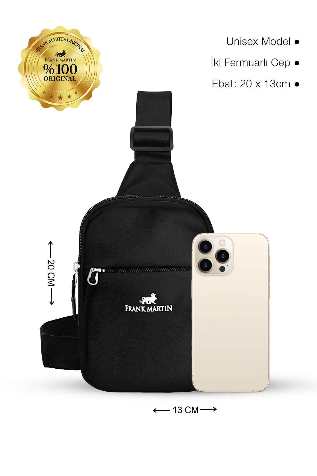 Frank Martin Lizbon Orijinal Unisex Günlük Ayarlanabilir Askılı Spor Çapraz El Göğüs Ve Omuz Çantası 140-011 - Görsel 3