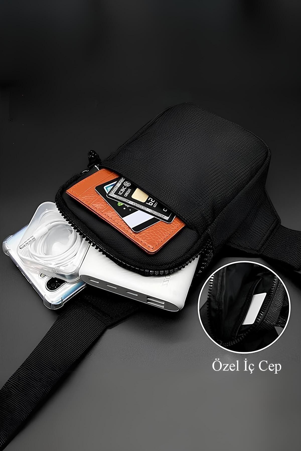 AVCA Unisex Oxfort Kumaş Telefon Bölmeli Bel Ve Çapraz Omuz Çanta Göğüs Seyahet Günlük Bodybag - Görsel 4