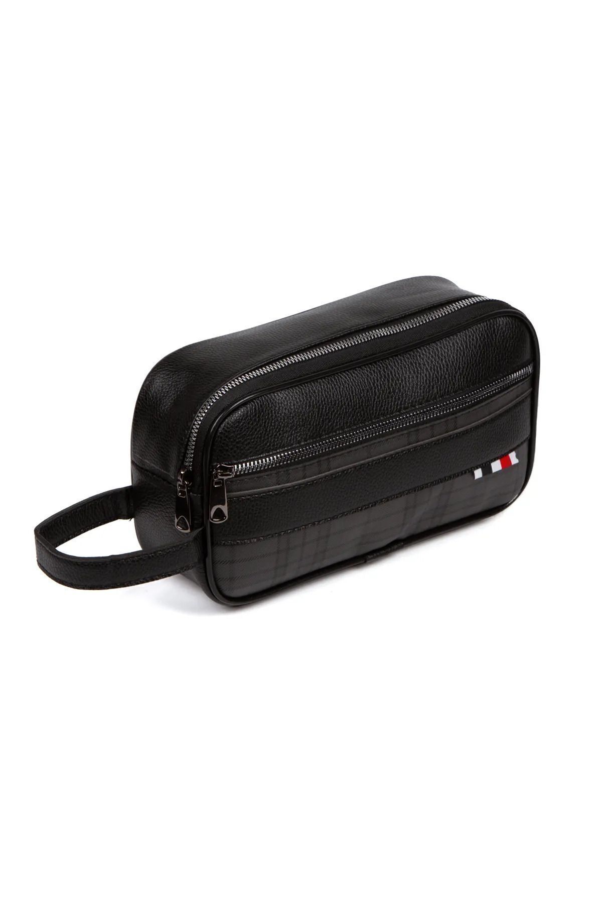 tuldar Erkek Siyah Deri Portföy Clutch Traş Kozmetik Bakım Ve Günlük El Çantası - Görsel 3