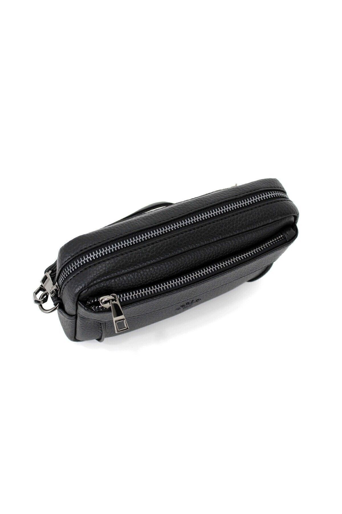 deri,se club Erkek Siyah Lüks El Ve Bileklik Kemerli Portföy El Çantası - Görsel 3