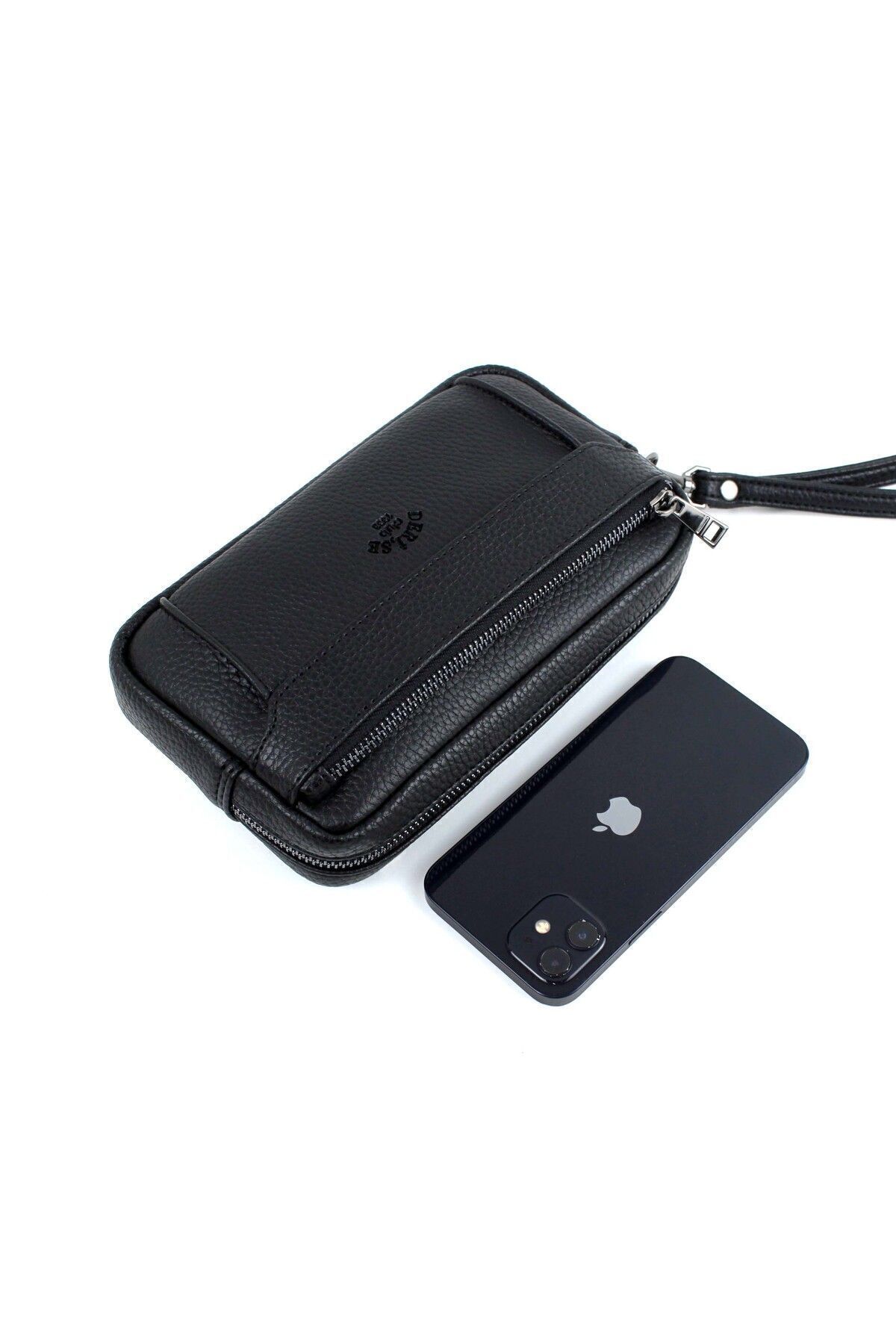 deri,se club Erkek Siyah Lüks El Ve Bileklik Kemerli Portföy El Çantası - Görsel 5