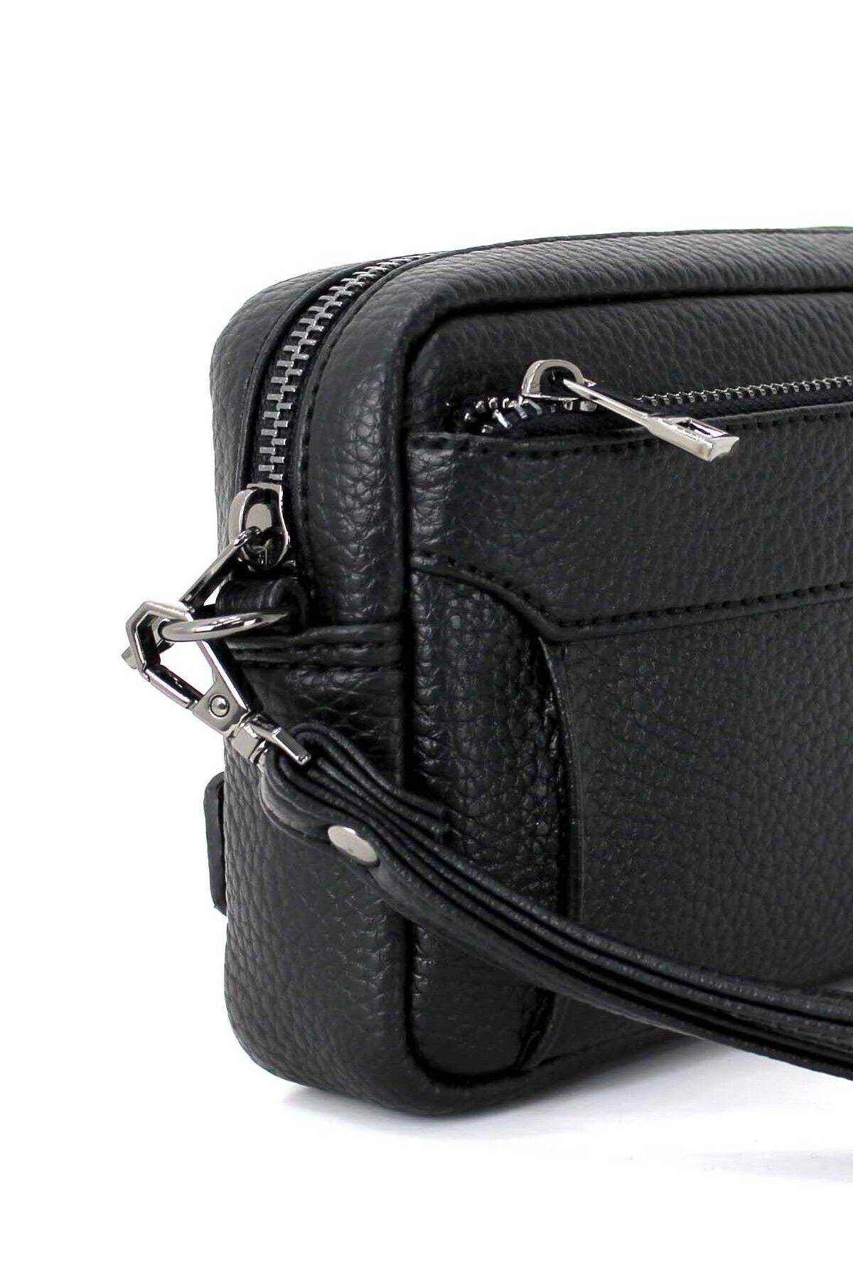 deri,se club Erkek Siyah Lüks El Ve Bileklik Kemerli Portföy El Çantası - Görsel 6