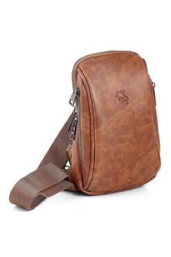 polo air Erkek Omuz Çantası Çapraz Göğüs Ve Sırt Çantası Body Bag Taba Vegan Deri Etn-72-t
