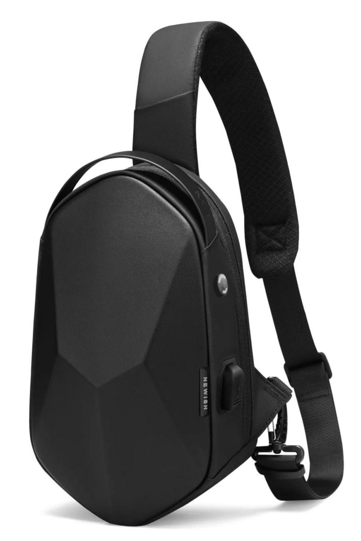 Newish Erkek Siyah Vegan Deri Çapraz Askılı Omuz Ve Bel Çantası