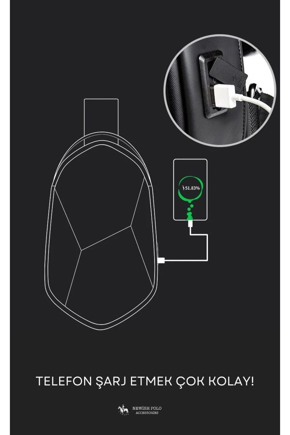 Newish Erkek Siyah Vegan Deri Çapraz Askılı Omuz Ve Bel Çantası - Görsel 5